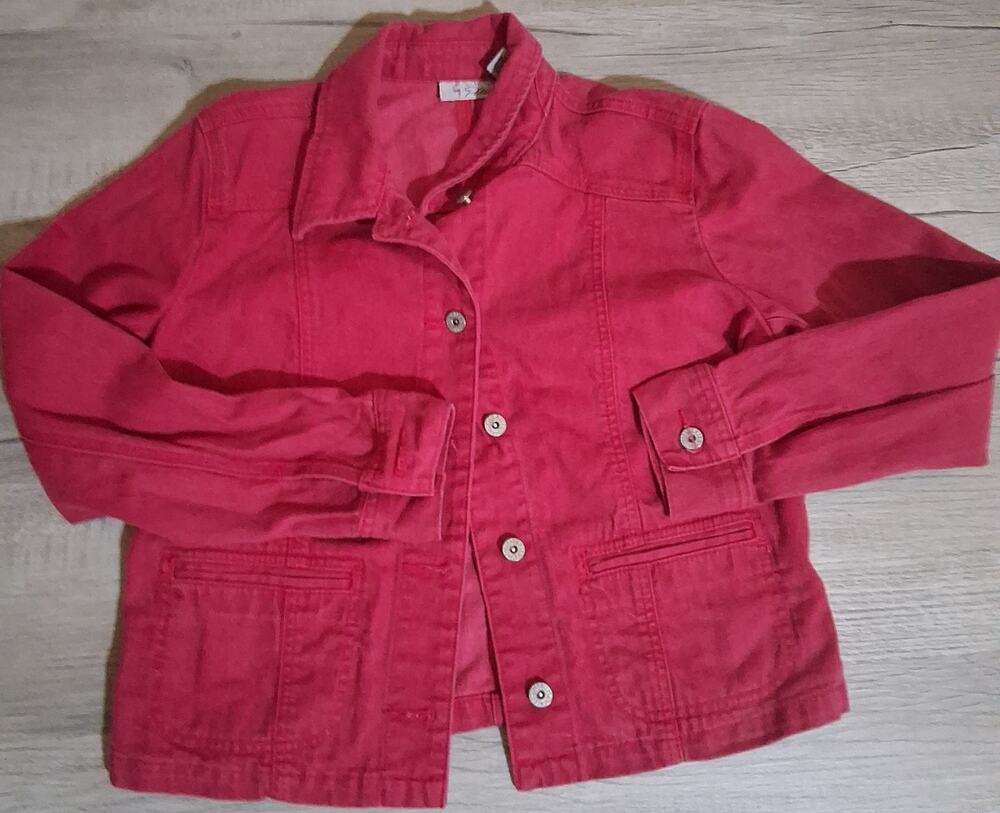 Vintage Chicos Plantinum Red button down coat sz 1